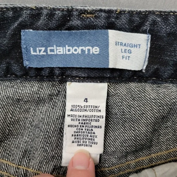 Liz Claiborne Womens Straight Leg Jeans Dark Wash 100% Cotton Blue Denim Size 4 - Picture 7 of 10